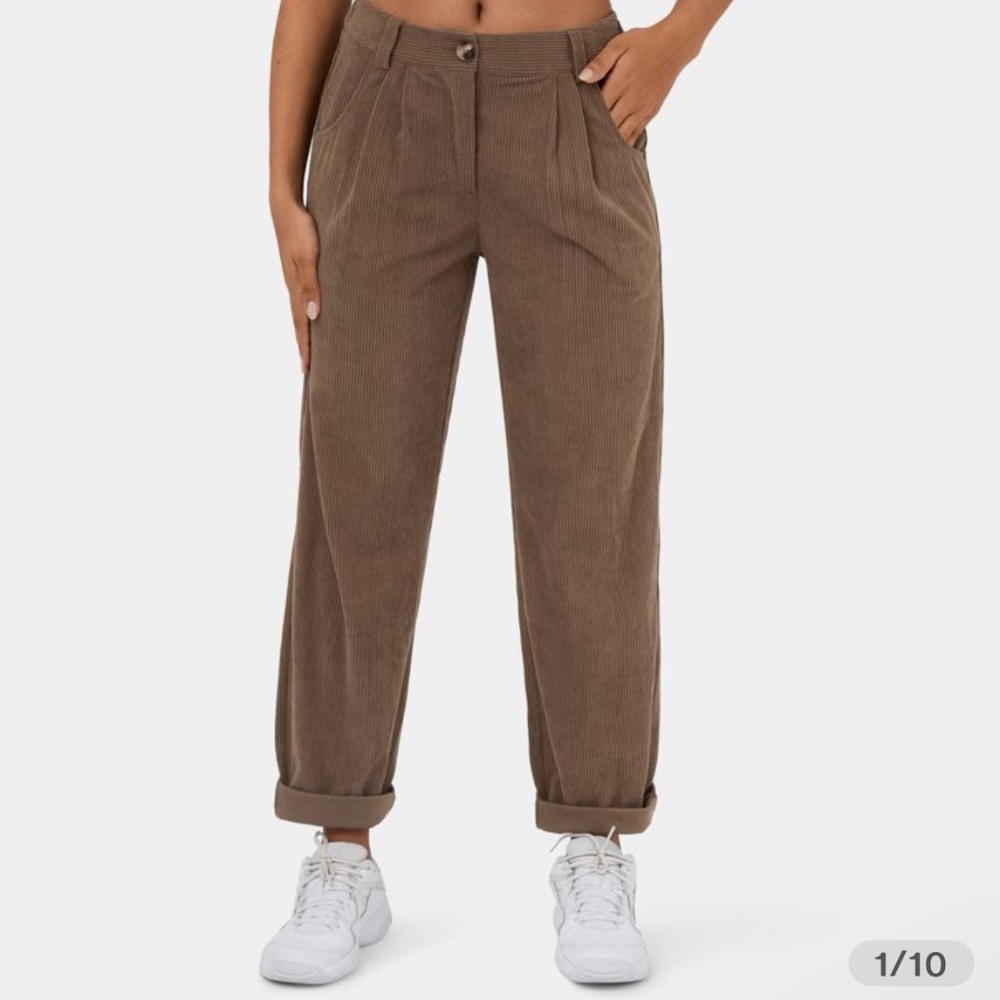HALARA | Mid Rise Button Zipper Side Pocket Corduroy Casual Pants.